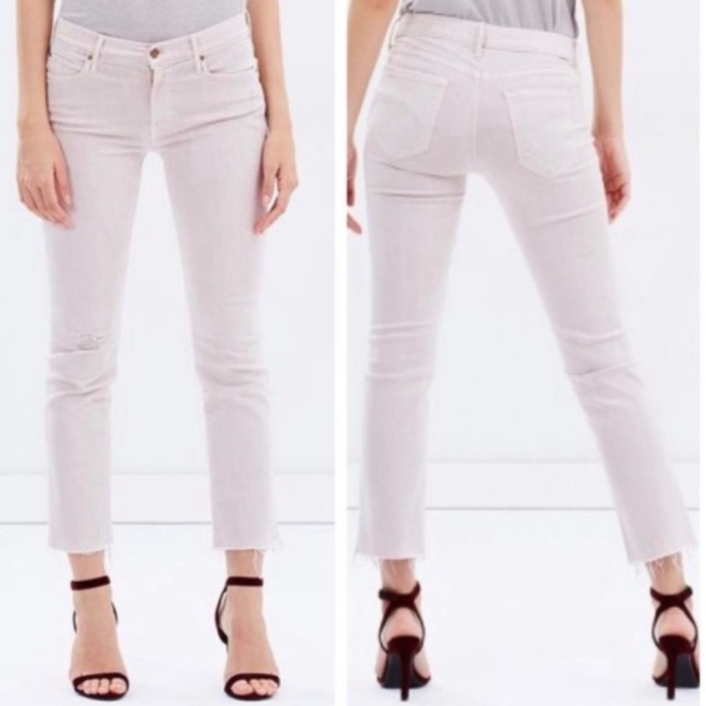 Mother The Rascal Ankle Snippet Jeans size 29 in Blush Distressed Frayed